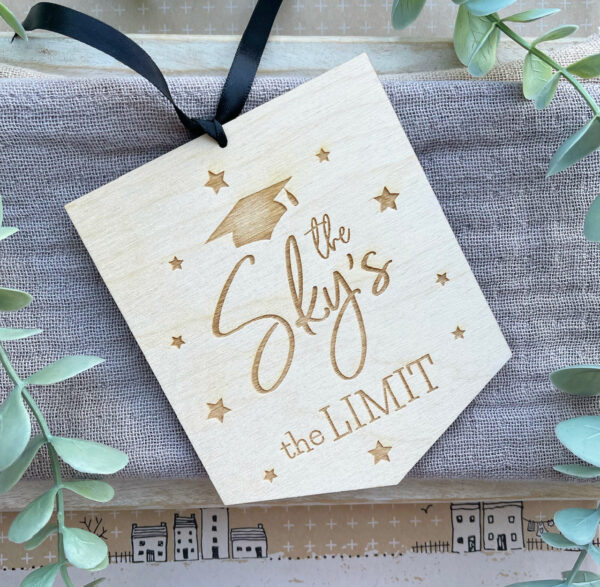 GRADUATION GIFT - Sky's The Limit Wooden Sign - Class of 2025