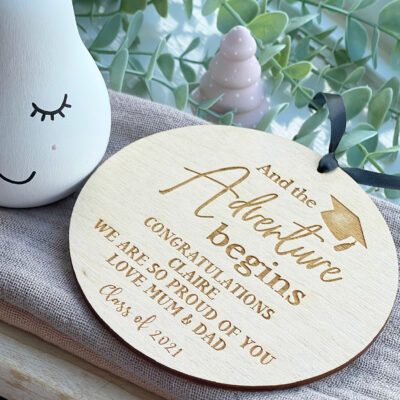 GRADUATION GIFT - The Adventure Begins Wooden Sign - Class of 2025