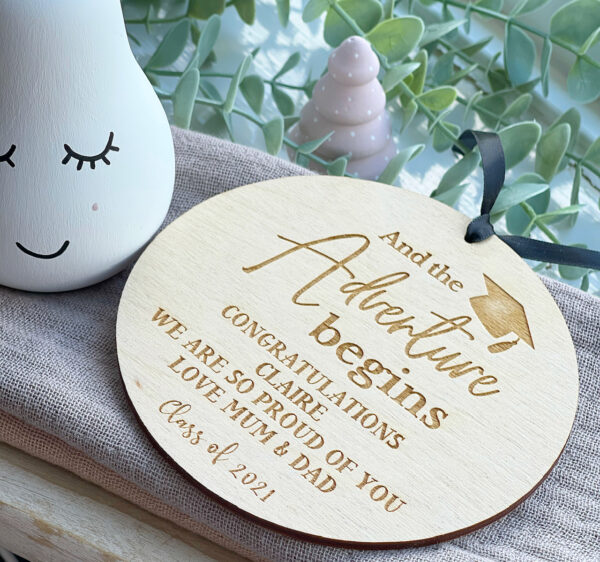 GRADUATION GIFT - The Adventure Begins Wooden Sign - Class of 2025