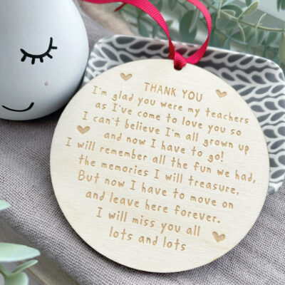 NP NURSERY & PRE SCHOOL Thank You Sign - Round Plaque/Non Personalised