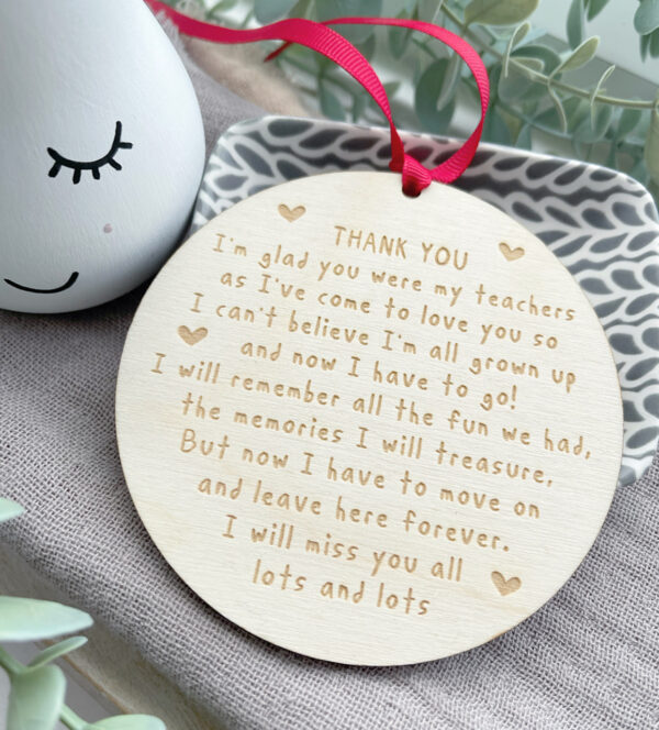 NP NURSERY & PRE SCHOOL Thank You Sign - Round Plaque/Non Personalised