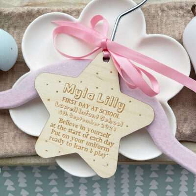 1st Day At School (Nursery) Uniform Personalised Coat Hanger Tag - Class of 2025