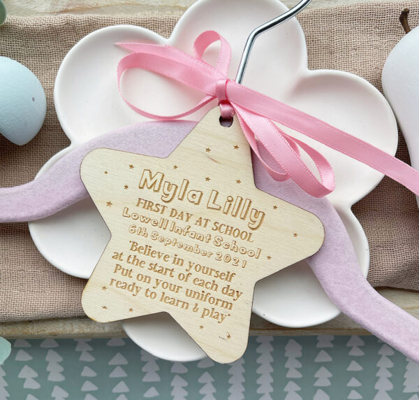 1st Day At School (Nursery) Uniform Personalised Coat Hanger Tag - Class of 2025