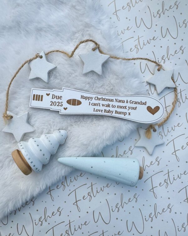 Merry Christmas Wooden Pregnancy Test - GRANDPARENTS Pregnancy Announcement (WH) - Image 2