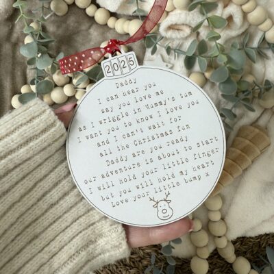 Merry Christmas Daddy To Be Hanging Bauble Decoration (WH) 2