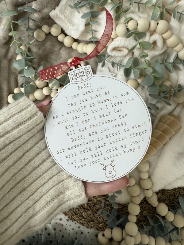 Merry Christmas Daddy To Be Hanging Bauble Decoration (WH) 2