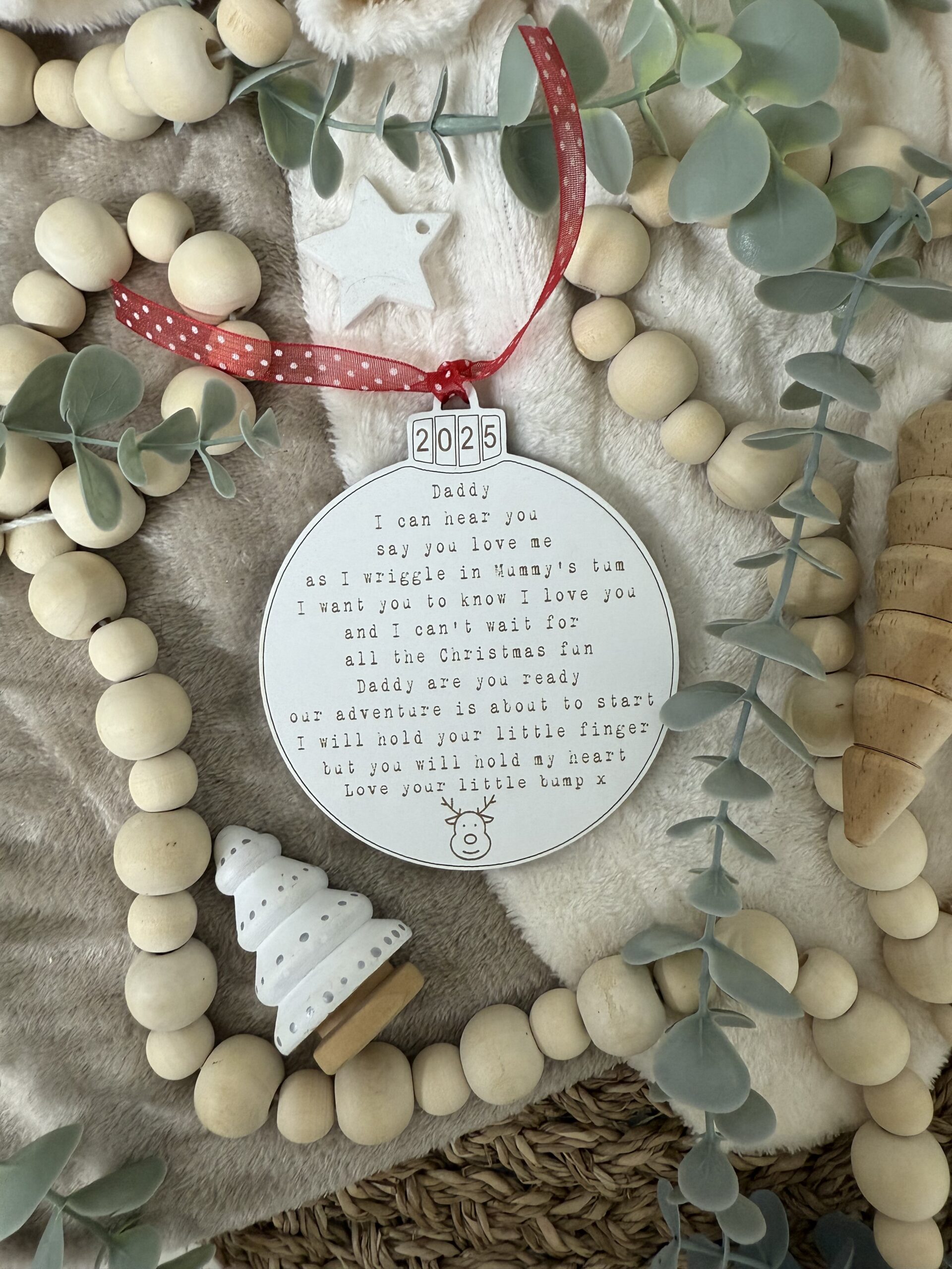 Merry Christmas Daddy To Be Hanging Bauble Decoration (WH)