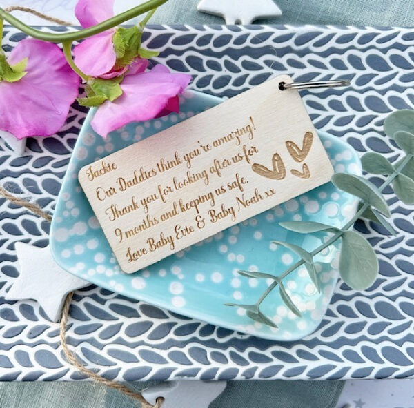 Surrogate Gift Personalised Keyring - 9 Months Keeping Me Safe