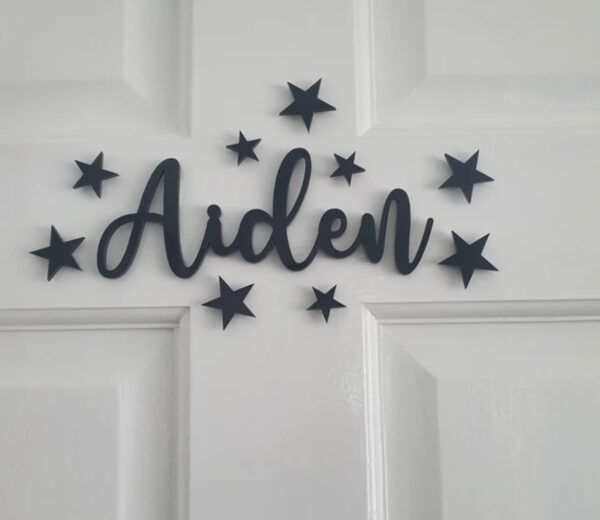 Coloured Acrylic Door (Wall or Toybox) Name Sign with STARS - Image 2