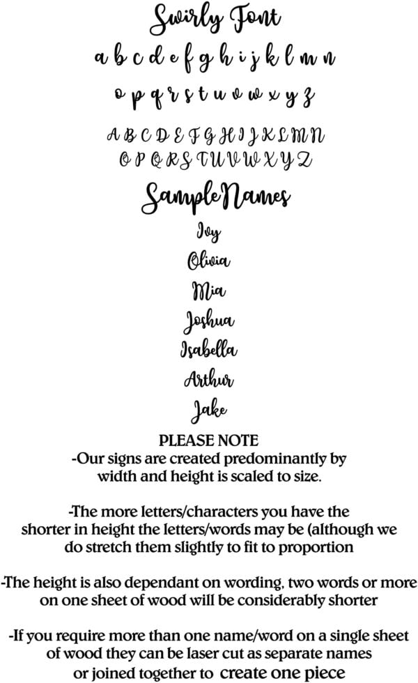 Wooden Double Name Sign in SWIRLY Font - Image 13