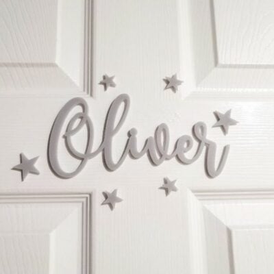 Coloured Acrylic Door (Wall or Toybox) Name Sign with STARS