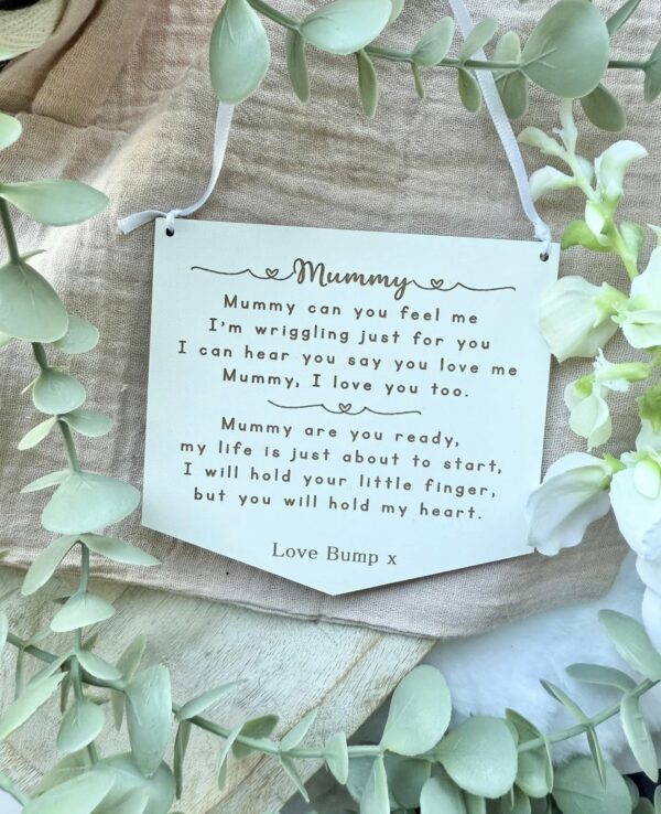 Mummy Can You Feel Me Wriggling Hanging Pregnancy Sign (WH) - Image 2