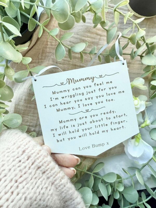 Mummy Can You Feel Me Wriggling Hanging Pregnancy Sign (WH)