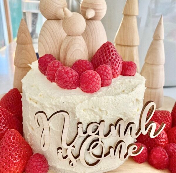 Wooden Personalised CAKE Topper 15cm