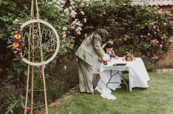 Wedding Personalised Wooden HOOP Sign - Wedding Welcome Sign - Image 2