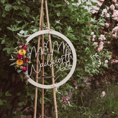 Wedding Personalised Wooden HOOP Sign - Wedding Welcome Sign
