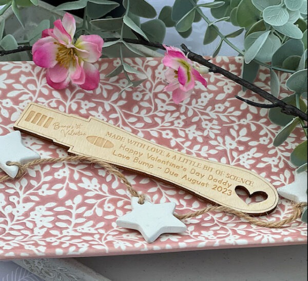 Daddy To Be Valentines Made With Love & Science Wooden PREGNANCY TEST