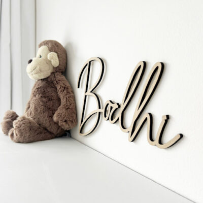 Personalised SCRIBBLE FONT Wooden Name Sign - Custom Wall Art