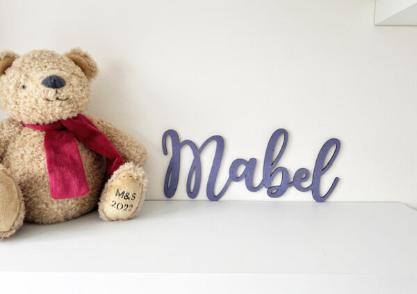 Personalised Wooden Name Sign - Custom Wall Art (Swirly Font) - Image 3
