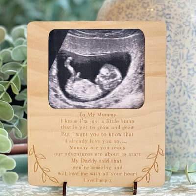Pregnancy Gift From Bump Wooden Card Frame & Stand