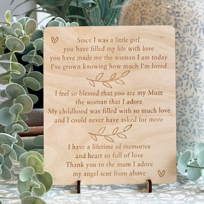 Mum You Fill My Life With Love Wooden Keepsake Card