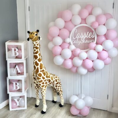 Baby Shower Decorative Personalised Wooden Hoop Sign (Balloons NOT Included)
