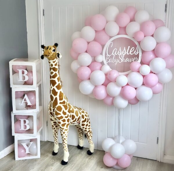 Baby Shower Decorative Personalised Wooden Hoop Sign (Balloons NOT Included)
