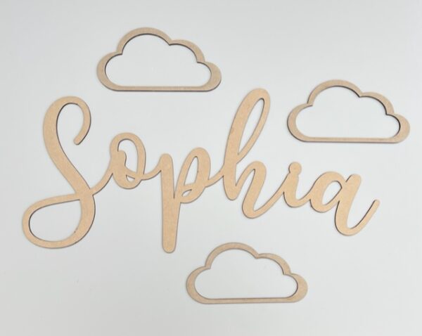Wooden CLOUDS - Various Sizes & Colours, Outline Clouds, Name Cloud Set - Image 9