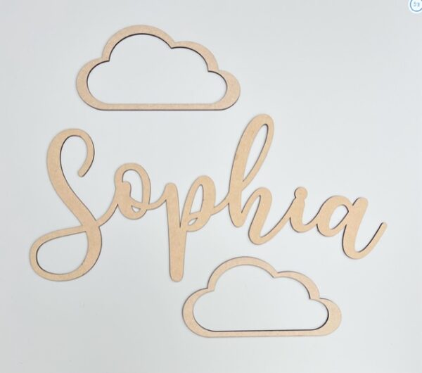 Wooden Name Sign & Clouds - SWIRLY FONT - Image 11