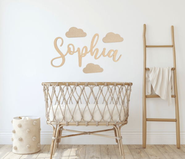 Wooden Name Sign & Clouds - SWIRLY FONT - Image 8