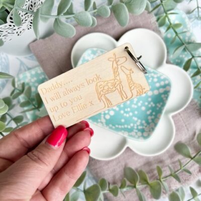 Look Up To My Daddy (Grandad) Personalised Wooden Keyring