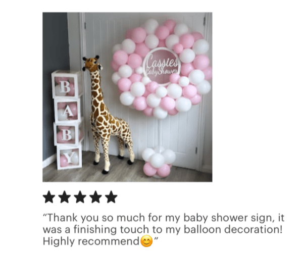 Baby Shower Decorative Personalised Wooden Hoop Sign (Balloons NOT Included) - Image 2