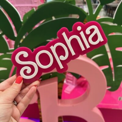 3D BARBIE STYLE Personalised Pink & White Bubble Name Door Sign - Bedroom Decor