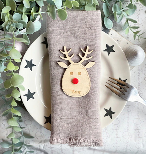 Christmas Table RUDOLPH RED NOSE Personalised Place Names - Image 4