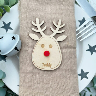 Christmas Table RUDOLPH RED NOSE Personalised Place Names