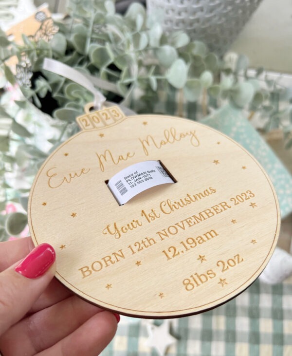 Baby's First Christmas Birth Hospital Band Bauble Decoration - Image 2