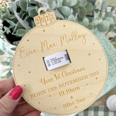 Baby's First Christmas Birth Hospital Band Bauble Decoration