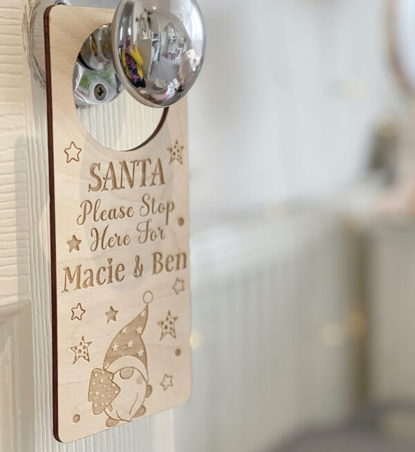 STOP HERE Santa (Father Christmas) Personalised DOOR Sign - Image 2
