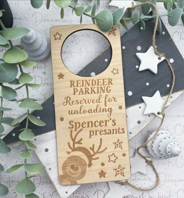 REINDEER PARKING Personalised DOOR Sign - Children's Bedroom Sign - Image 2