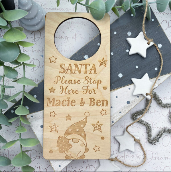 STOP HERE Santa (Father Christmas) Personalised DOOR Sign