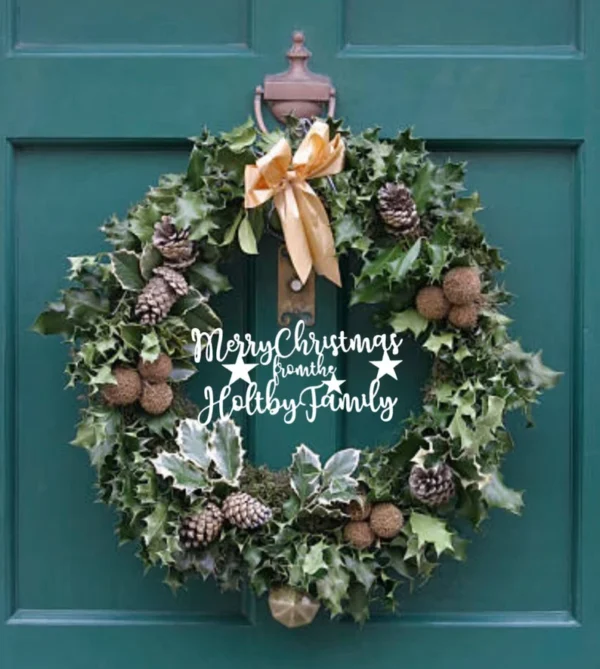 Merry Christmas Family - Christmas WREATH Wood Sign