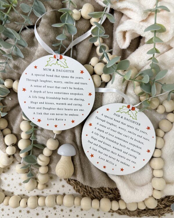 At Christmas Dad Mum & Daughter Personalised Hanging Decor (PR)