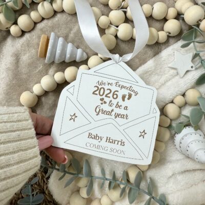 Baby Announcement We're Expecting in 2026 Letter Decoration (WH) 2
