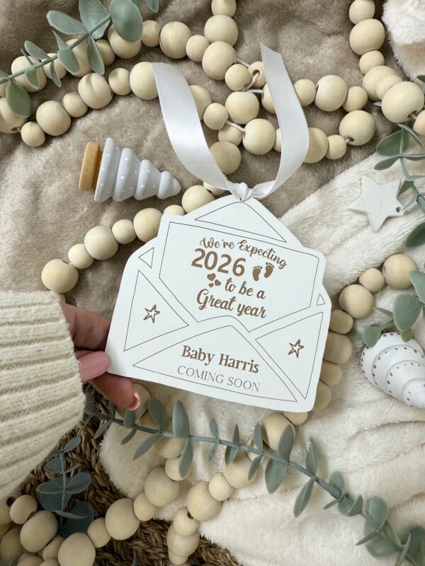 Baby Announcement We're Expecting in 2026 Letter Decoration (WH) 2