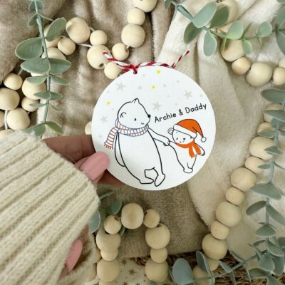 Daddy (Grandad) & Me Mini Christmas Bears Hanging Decoration (PR) 2