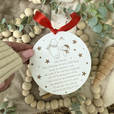 GRANDAD To Be Christmas’s To Come Hanging Wooden Christmas Decoration Grandparent Pregnancy Announcement Grandad To Be Gift From Bump (WH) 2