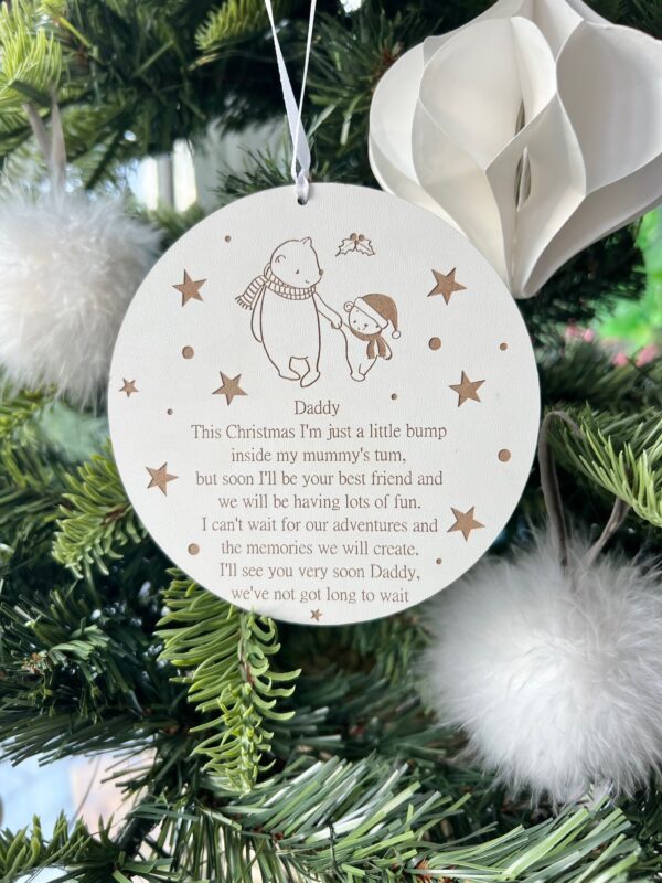 (WH) DADDY TO BE Christmas's To Come Hanging Wooden Christmas Decoration - Image 2