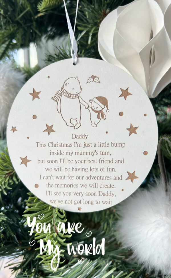 (WH) DADDY TO BE Christmas's To Come Hanging Wooden Christmas Decoration