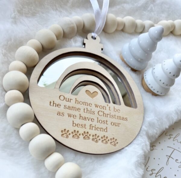 Remembering Our Pet At Christmas Mirrored Rainbow Bauble Decoration - Image 2