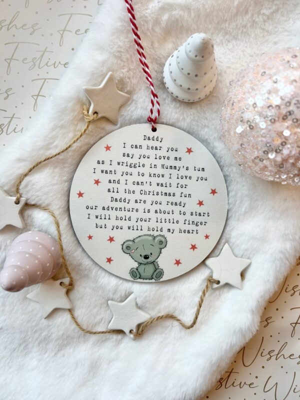 Christmas Gift Bear Merry Christmas Daddy To Be Tree Decoration (PR) - Image 2